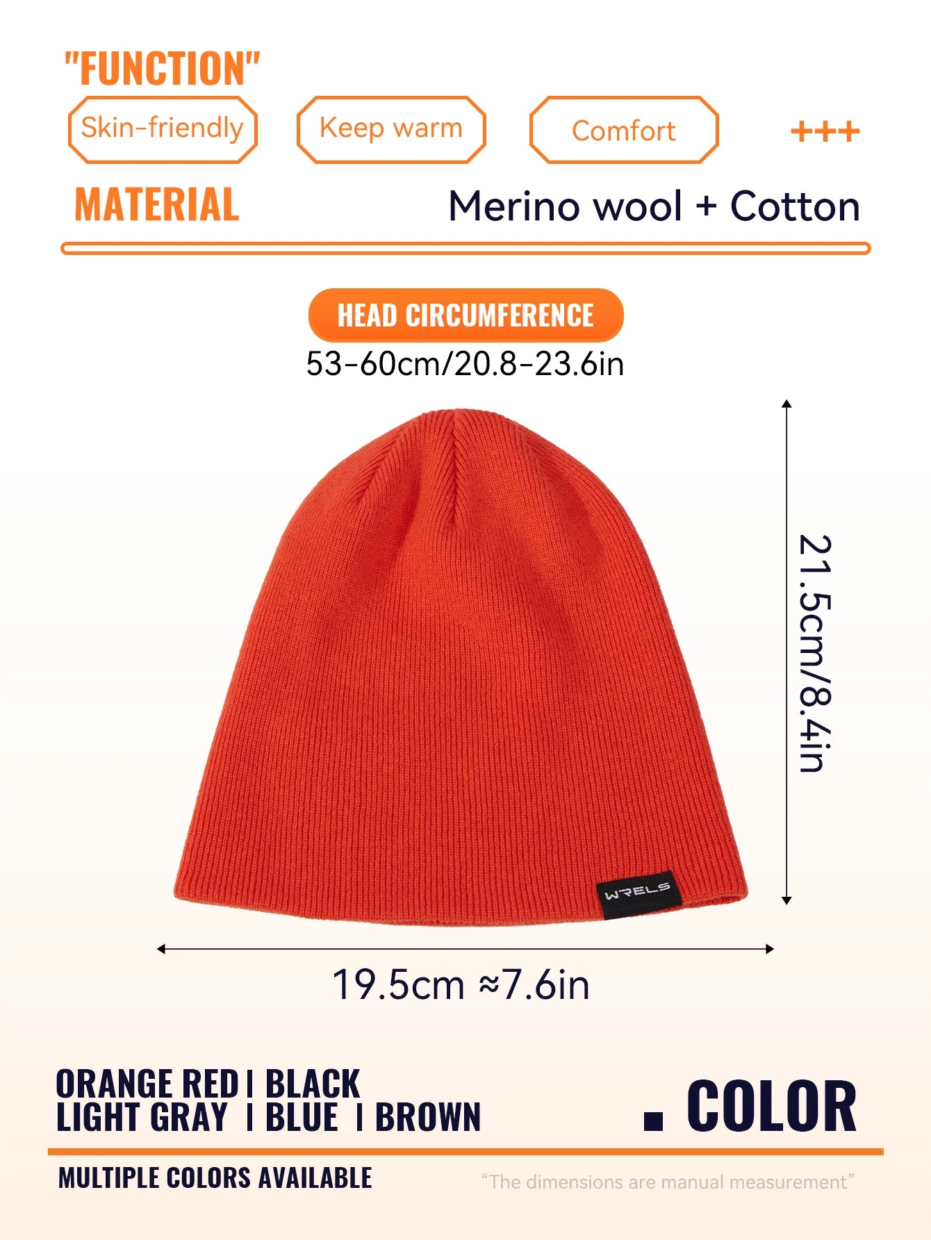 WRELS Merino Wool Beanie for Men Women Soft Fisherman Beanie Warm Knitted Winter Hat Watch Cap Skullie for Cold Weather