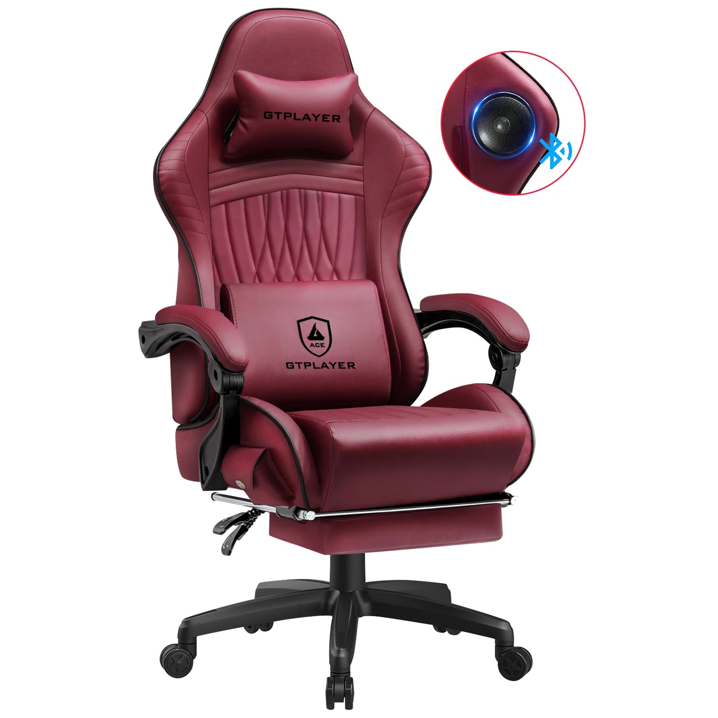 GTPLAYER Gaming chair Ergonomic Gaming armchair Desk chair PC Footrest loudspeaker Music Office chair up to 150kg