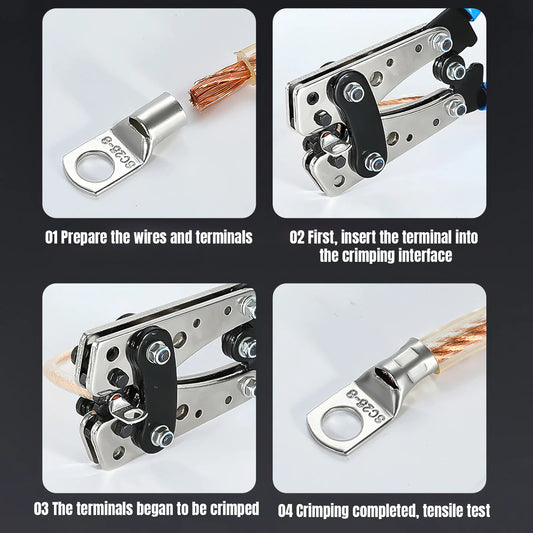 Bärbar manuell kabelskruvpress HX-50B krimpstänger 6-50 mm² / AWG 10-0 hylsterminal krimpverktyg sexkantiga kabeltänger