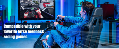 GTPLAYER Simulator Cockpit, Sim Racing Cockpit, racing simulator steering wheel stand with speakers, steering wheel and pedal shelf
