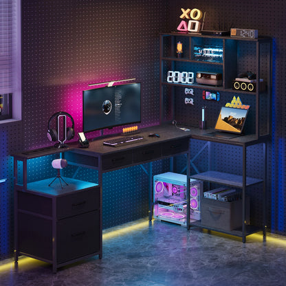 Compact Space‑Saving L‑Shaped Gaming Computer Desk, Sturdy Heavy‑Duty Home Office Work Table, Multifunctional Gaming Workstation for Bedroom, Apartment and Study Room