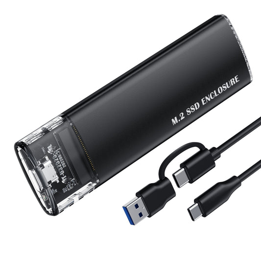 Transparent M.2 SSD-chassi i Aluminium – USB-C 3.1, 10 Gbps, upp till 2TB (SATA/NVMe)