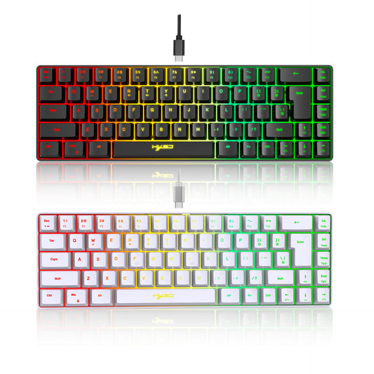 V200 Kompakt 60% Gaming-tangentbord – 68 Tangenter, RGB och Mekanisk Känsla (Vit/Svart)