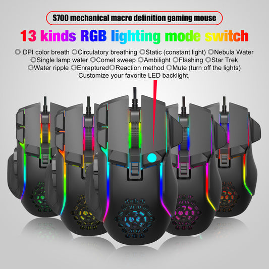 S700 Programmerbar Gaming-mus – 12800 DPI, 10 Knappar och 13 RGB-lägen