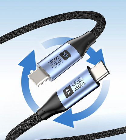 100W USB-C Datakabel – 20 Gbps Snabbladdning, 4K Skärmspegling och Höghastighetsöverföring