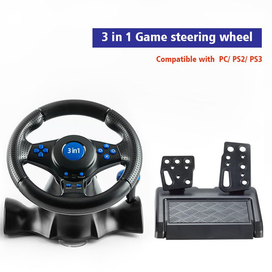 Racing-ratt för Switch, Xbox, PS4, PS3, PS2 och PC – 180° Rotation, Pedaler och Vibration