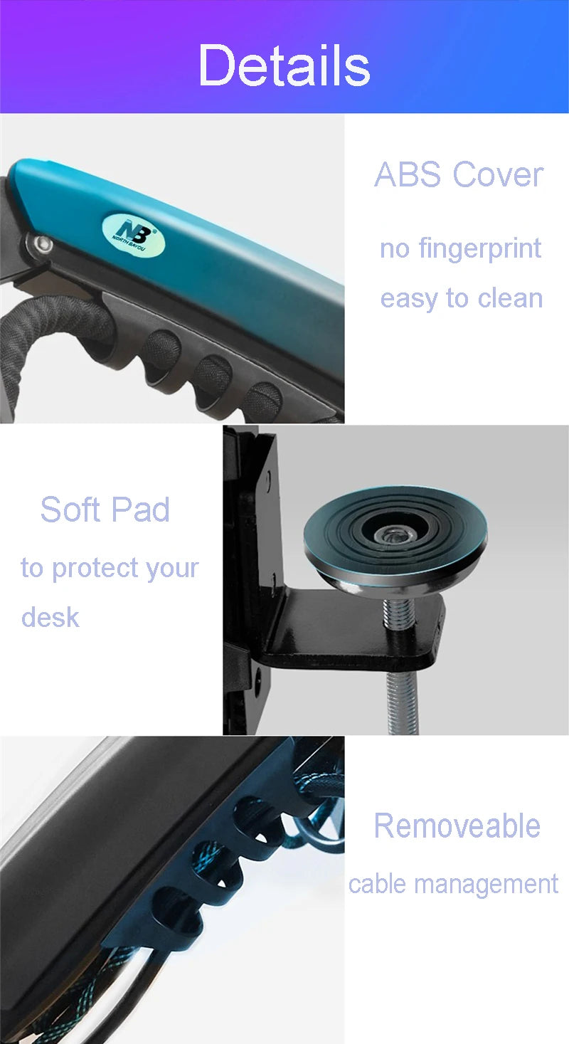 New NB F160 Gas Spring Desktop 17'-27' Dual Monitor Holder Arm With 2 USB3.0 Monitor Mount Bracket Load 2-9 Kg Each Arm
