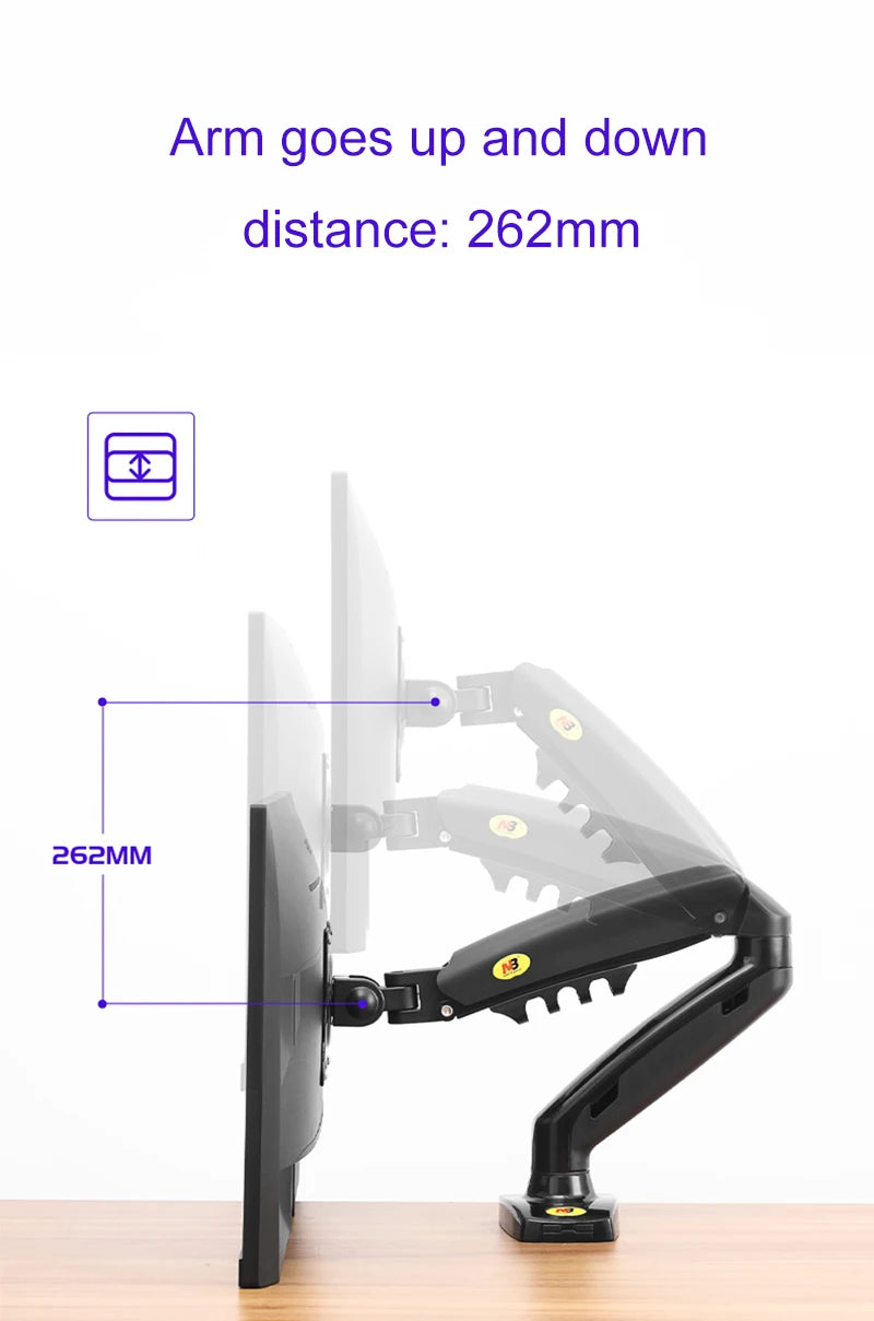 NB NORTH BAYOU F80 A5 Desktop Gas Spring 17-30" LCD LED Monitor Holder Mount Arm Full Motion Display Stand Loading 2-9 Kgs