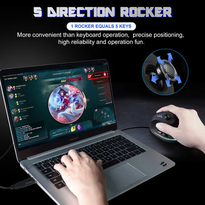 ZELOTES C18 Wired Mouse Vertical Ergonomic Mouse RGB Joysticks Programmable Laser Gaming Mice 10000 DPI For PC Computer Gamer