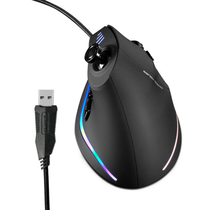 ZELOTES C18 Wired Mouse Vertical Ergonomic Mouse RGB Joysticks Programmable Laser Gaming Mice 10000 DPI For PC Computer Gamer
