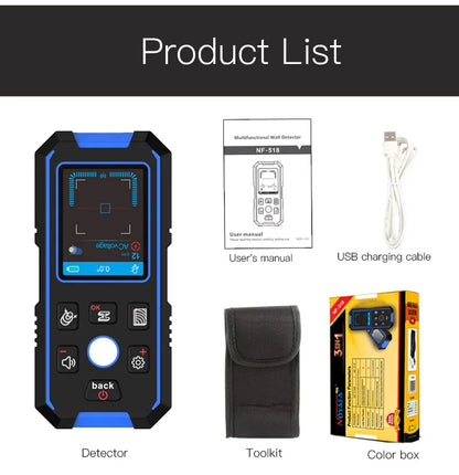 NOYAFA NF-518 Metal Detector Backlit Black AC Wood Stud Finder Cable Wires Depth Tracker Undeground Wall Scanner LCD HD Display