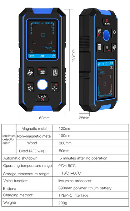NOYAFA NF-518 Metal Detector Backlit Black AC Wood Stud Finder Cable Wires Depth Tracker Undeground Wall Scanner LCD HD Display
