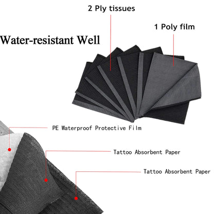 250/125/50/20pcs Black Tattoo Cleaning Wipes Pad Disposable Dental Piercing Bibs Waterproof Sheets Paper Tattoo Accessories