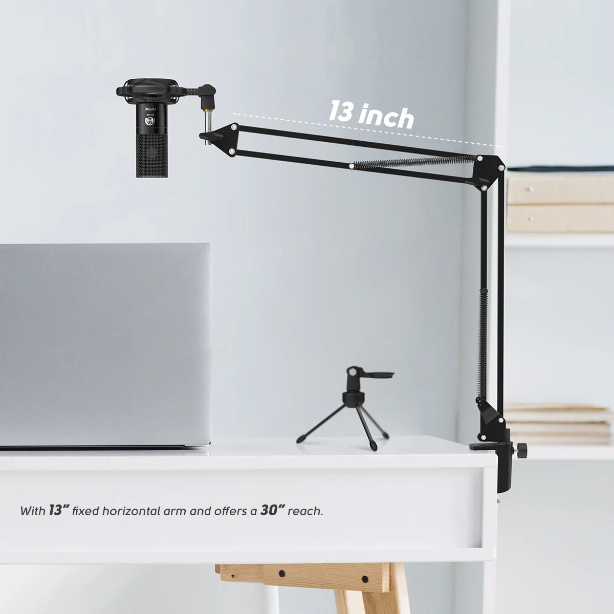 FIFINE Studio Condenser USB Computer Microphone Kit With Adjustable Scissor Arm Stand Shock Mount for YouTube Voice Overs-T669