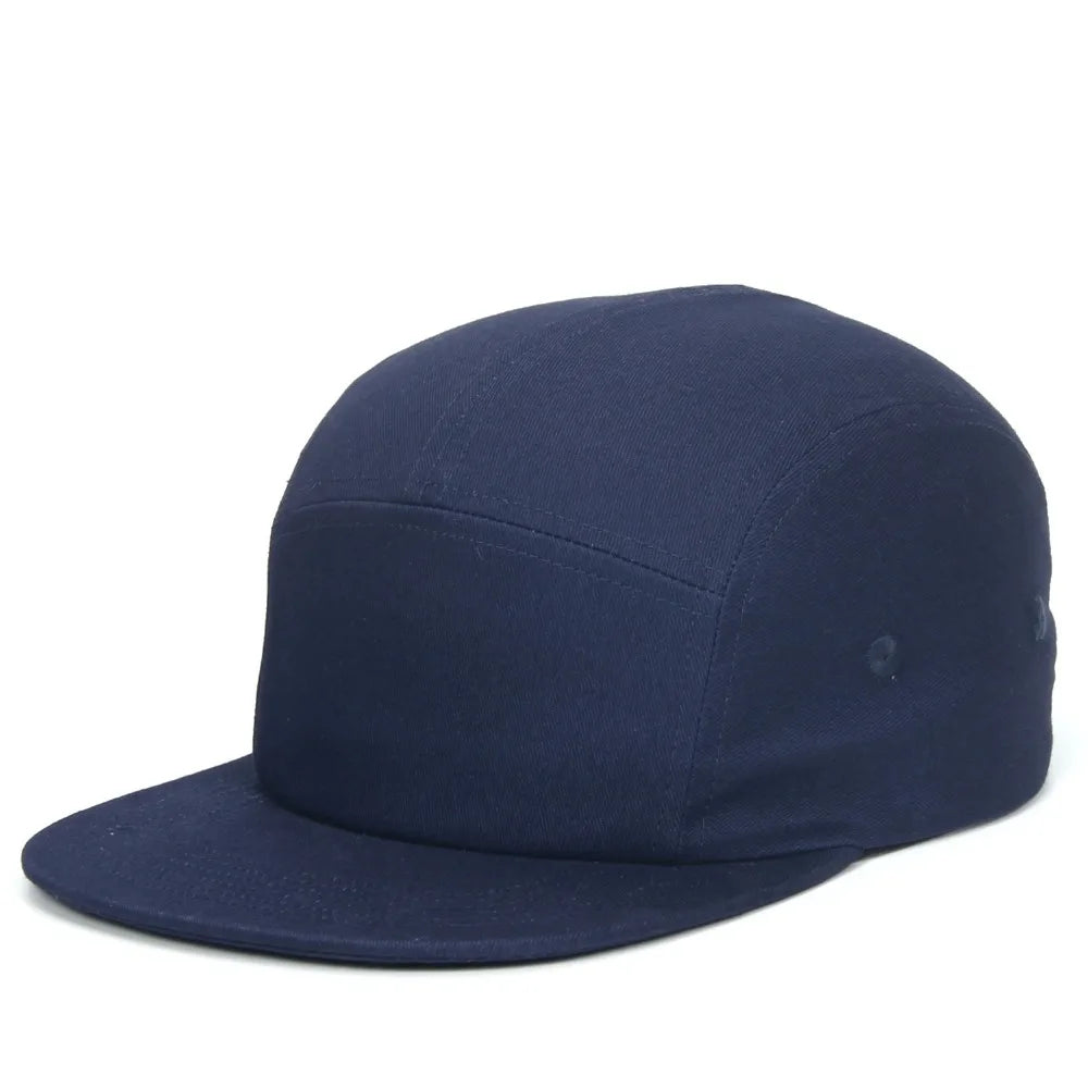 DongKing 5 Panel Cap Short Brim Hat Flat Bill Cotton Blank Camping Hats Solid Colors Low Crown Classic Adjustable