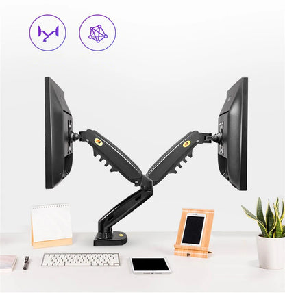 New NB F160 Gas Spring Desktop 17'-27' Dual Monitor Holder Arm With 2 USB3.0 Monitor Mount Bracket Load 2-9 Kg Each Arm