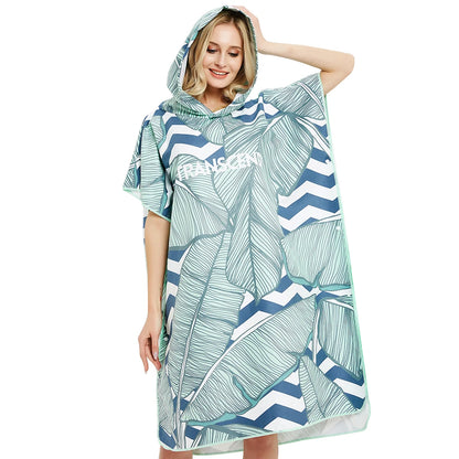 HOTMANGO Microfiber Poncho Towel Surf Beach Wetsuit Changing Towel Bath Robe with Hood,Watersports Activities,Adults Men Women