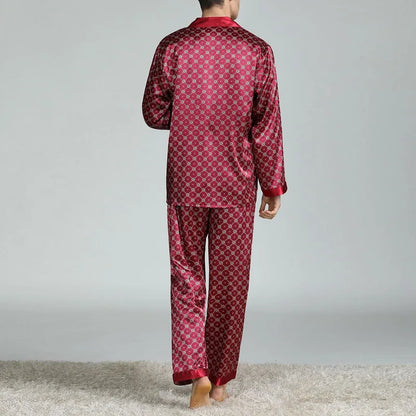 Herr Pyjamas Satinsiden – Lyxigt 2-delat Loungewear Set, 6 Motiv L–XXXL