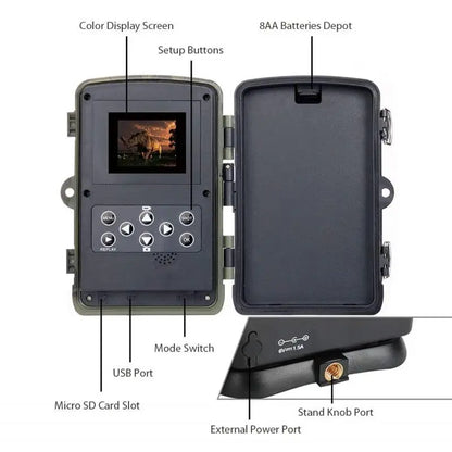 24MP 1080P Video  Wildlife Trail Camera Photo Trap Infrared Hunting Cameras HC802A Wildlife Wireless Surveillance Tracking Cams