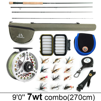Maximumcatch 3-8WT Fly Fishing Rod And Reel Combo Set 8'6''/9' Medium-fast Fly Rod Pre-spooled Fly Reel & Line &Triangle Tube