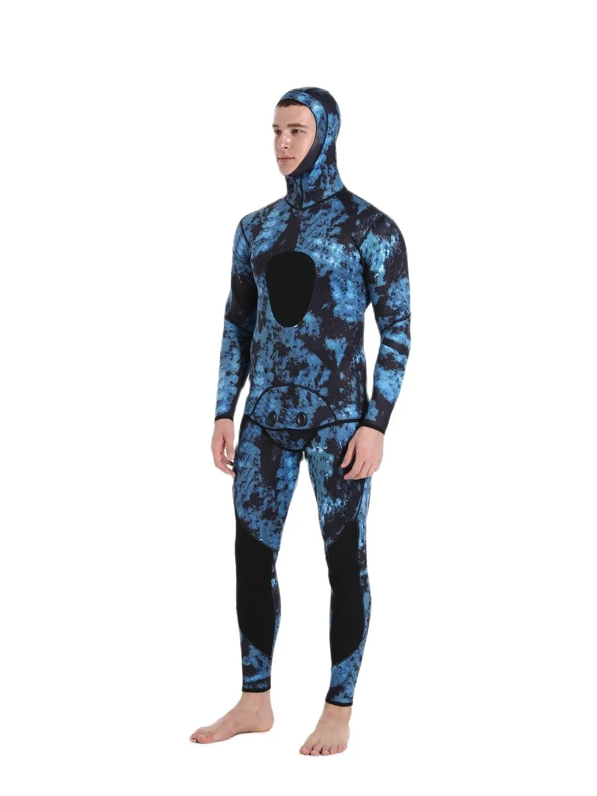 HOT Camouflage Long Sleeve Fission Hooded 2 Pieces Of 1.5/3MM Neoprene Submersible Suit For Men Keep Warm Waterproof Diving Suit