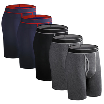 BONITOS 5-pack Långa Boxershorts – Kamouflage, Gylf, Bekväm Passform, S–XXL
