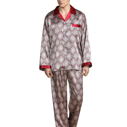 Pyjamasset herr med satinkänsla – långärmat med krage, G21090841, L–3XL