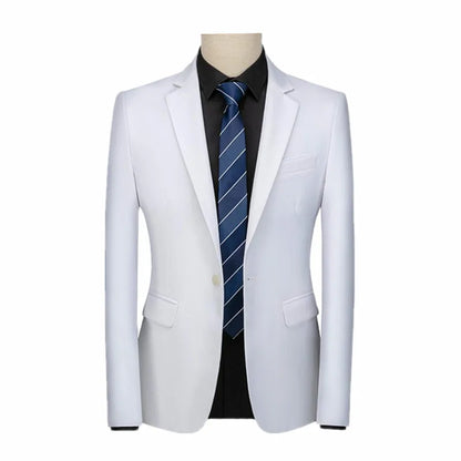 Kavaj Herr Slim Fit – Enfärgad V-ringad Blazer för Bröllop & Fest, Vår & Höst