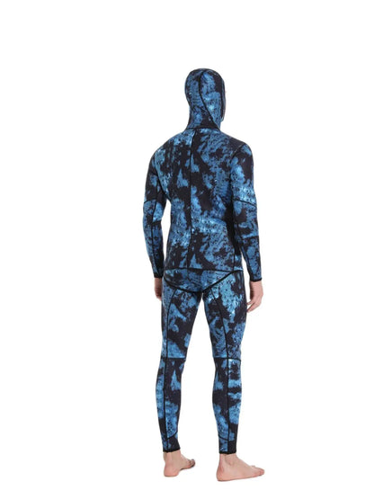 HOT Camouflage Long Sleeve Fission Hooded 2 Pieces Of 1.5/3MM Neoprene Submersible Suit For Men Keep Warm Waterproof Diving Suit