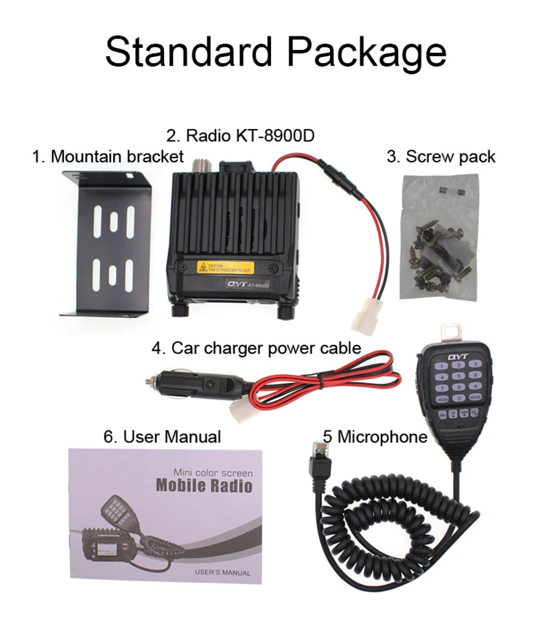 QYT KT-8900D 25W Dual Band Quad Display 136-174&400-480MHz Large LCD Display Mobile Radio KT8900D