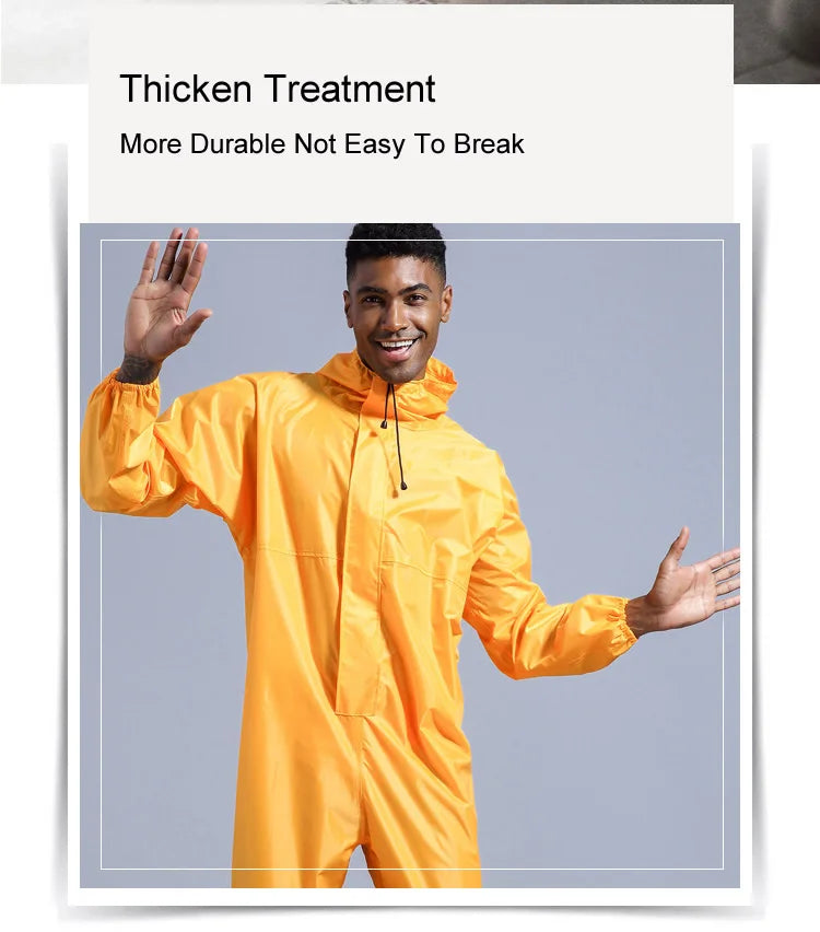 Waterproof One-Piece Overalls With Hood Oil-Resistant Work Safety Clothing Coverall For Sparying Painting Factory Clothes