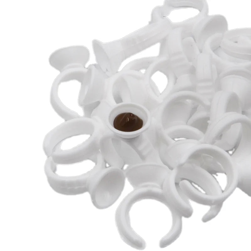 New 100pcs Wholesale Plastic White Tattoo Ink Ring For Eyebrow Permanent Makeup Small Size Tattoo Ink Holders Tattoo Supplies