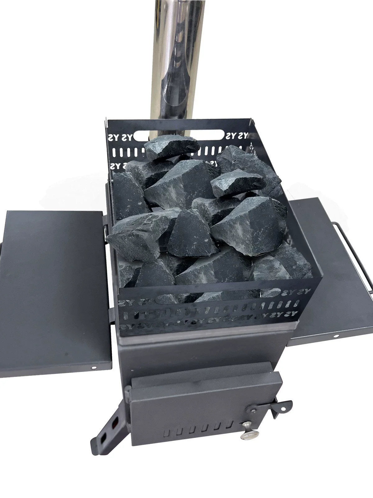 Jinen WS05 Campingspis Vedeldad Kol – Hopfällbar Robust Rostfritt Stål 31,5x20x22,5cm Utomhus Camping Fiske Bastu Svart Silver