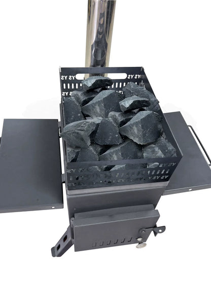 Jinen WS05 Campingspis Vedeldad Kol – Hopfällbar Robust Rostfritt Stål 31,5x20x22,5cm Utomhus Camping Fiske Bastu Svart Silver
