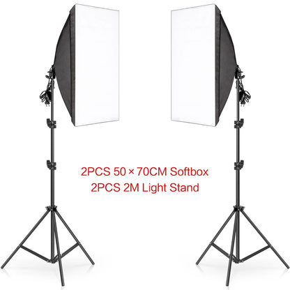 SH 1pc-3Pcs Photography 50x70CM Softbox Lighting Kits Professional Light System With E27 Photographic Bulbs Photo Studio