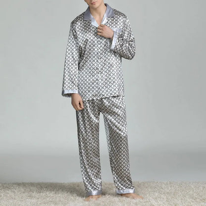 Herr Pyjamas Satinsiden – Lyxigt 2-delat Loungewear Set, 6 Motiv L–XXXL