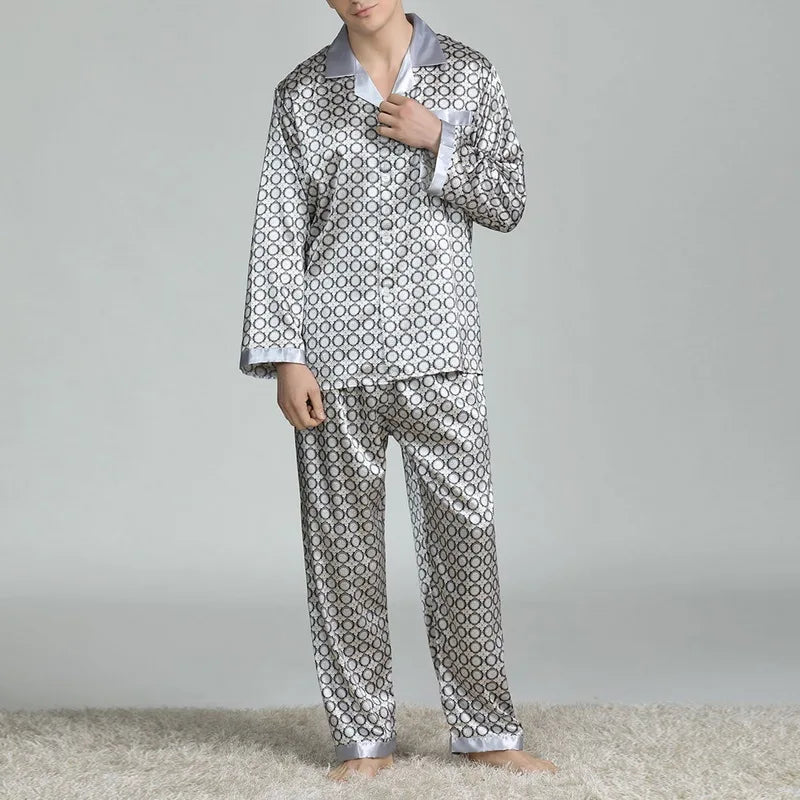 Herr Pyjamas Satinsiden – Lyxigt 2-delat Loungewear Set, 6 Motiv L–XXXL