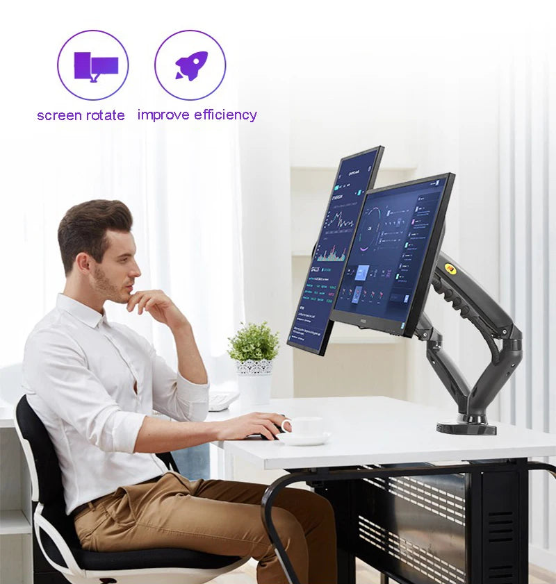 New NB F160 Gas Spring Desktop 17'-27' Dual Monitor Holder Arm With 2 USB3.0 Monitor Mount Bracket Load 2-9 Kg Each Arm