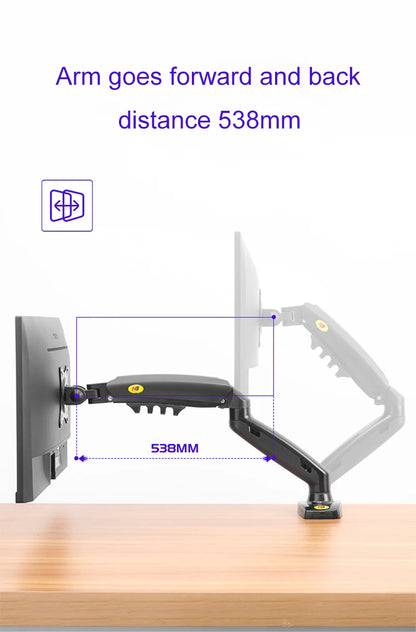 NB NORTH BAYOU F80 A5 Desktop Gas Spring 17-30" LCD LED Monitor Holder Mount Arm Full Motion Display Stand Loading 2-9 Kgs