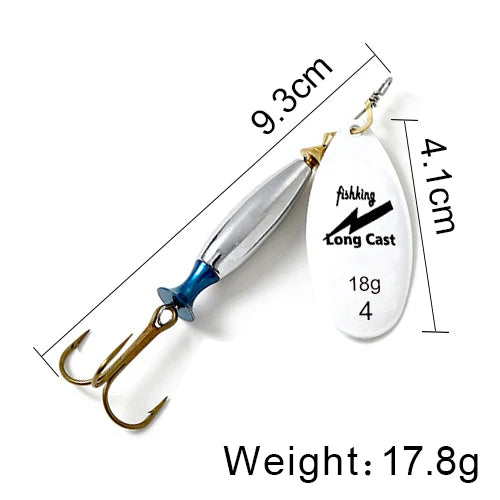 NGB 1PC Long Cast 4#-18g 5#-24g Spinner Lure Bait Spoon Lures Pike Metal Fishing Lure Bass Hard Bait With Hooks
