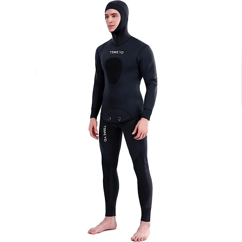 Diving Scuba Under Water Fishing SCR 3MM Black Neoprene Wetsuit Spearfishing Fishing Cold Warm Winter Two-piece Diver Suit