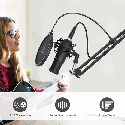MAONO PM320S XLR Condenser Microphone Kit Professional Cardioid Vocal Studio Recording Mic for Streaming Voice Over Home-Studio