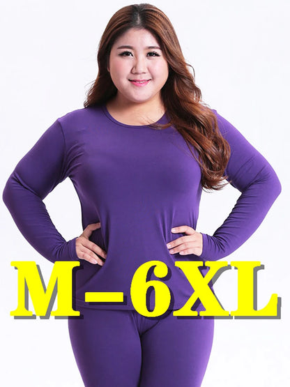 Women's Thermal Underwear Plus Size Woman Winter Autumn Warm Clothes Sleepwear Elastic Sets Seamless Long Johns Top & Bottom Set