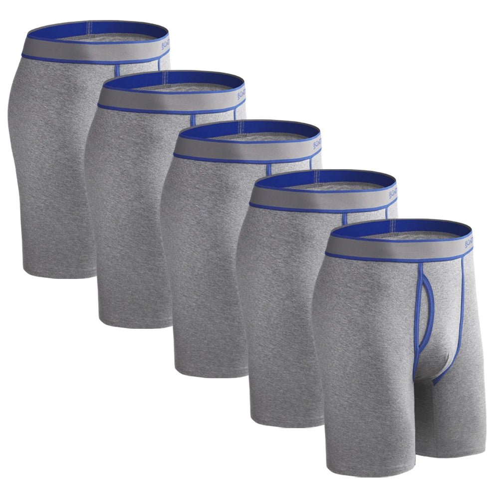 BONITOS 5-pack Långa Boxershorts – Kamouflage, Gylf, Bekväm Passform, S–XXL