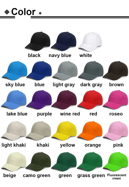 Custom Logo Diy Baseball Cap Unisex Adjustable Men Women Sport Trucker Hat Solid Color Personalized Print Hip Hop Dad Caps