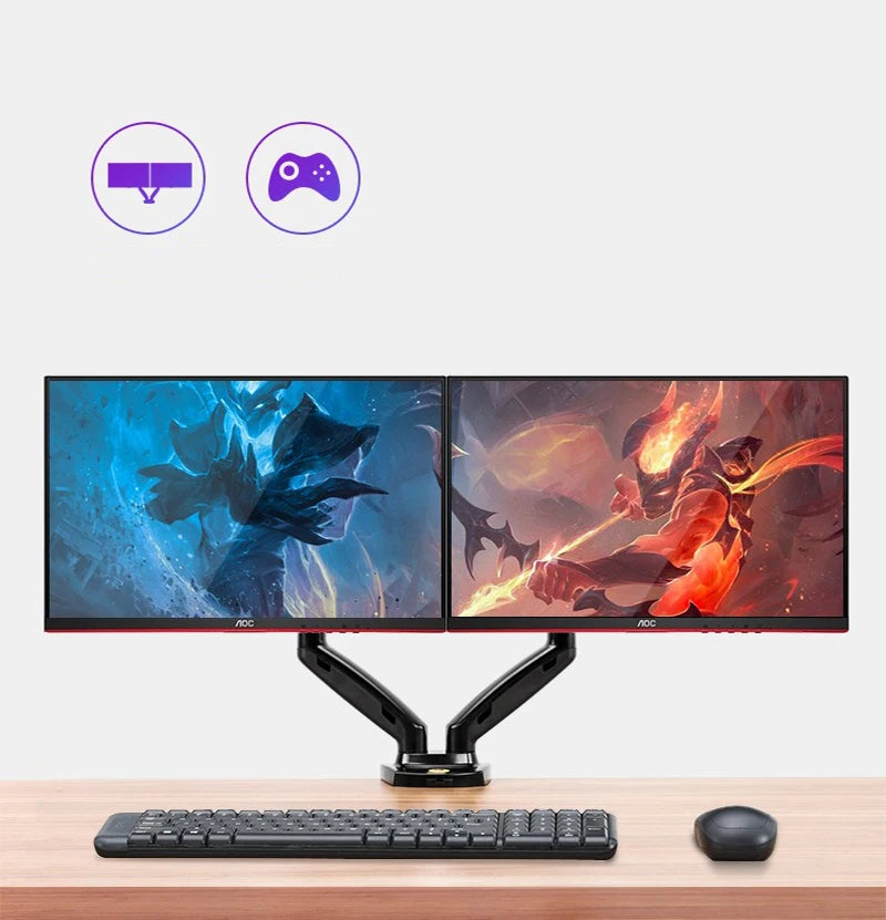 New NB F160 Gas Spring Desktop 17'-27' Dual Monitor Holder Arm With 2 USB3.0 Monitor Mount Bracket Load 2-9 Kg Each Arm