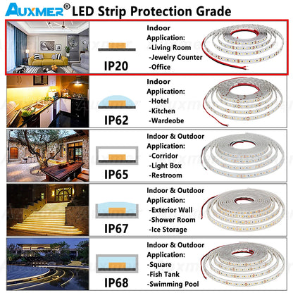 High Power 2835 LED Strip Lights,Mono Color,120LEDs/m 240LEDs/m,CRI＞95/90,3SDCM,Super Bright Flex LED DC12/24V,5m/reel,IP20