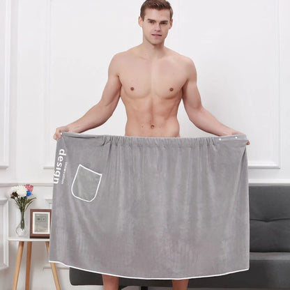 Men'S Coral Fleece Bath Skirt Is Anti-Empty And Can Wear Bath Towels For Soft And Absorbent Swimming And Bathing Bathrobe