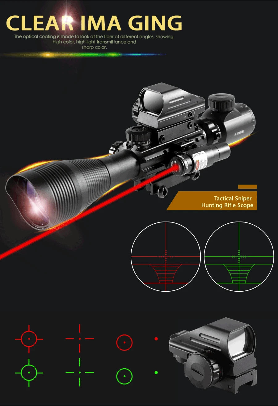 Taktiskt Siktespaket 4-12x50 med Holografiskt Sikte och Rödpunkt