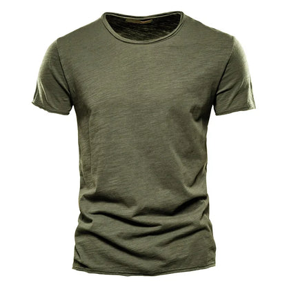 AIOPESON100% Cotton Men T-shirt V-neck Fashion Design Slim Fit Soild T-shirts Male Tops Tees Short Sleeve T Shirt O-neck For Men